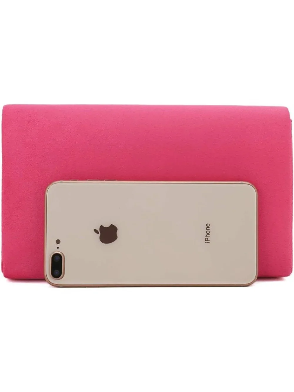 👜 Women's Fuchsia Faux Suede Clutch Bag Elegant Metal Binding Evening Purse